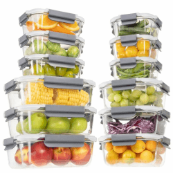 GENICOOK 24 Stück Glas Frischhaltedosen Set Mit Deckel - Vorratsdosen Für Lebensmittel, Meal Prep Boxen, Aufbewahrungsbehälter, Luftdichte Lebensmittelbehälter Für Küche 24-teiliges Set - Grau Angebot bei HelloDeals