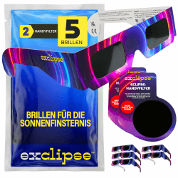 exclipse Sonnenfinsternisbrille – ISO 12312-2 & CE & UKCA-zertifiziert, Sichere Sonnenbeobachtung, Sonnenfinsternis 2026, Schutzbrille im Mehrpack 5 Pack - 2 Filters Angebot bei HelloDeals