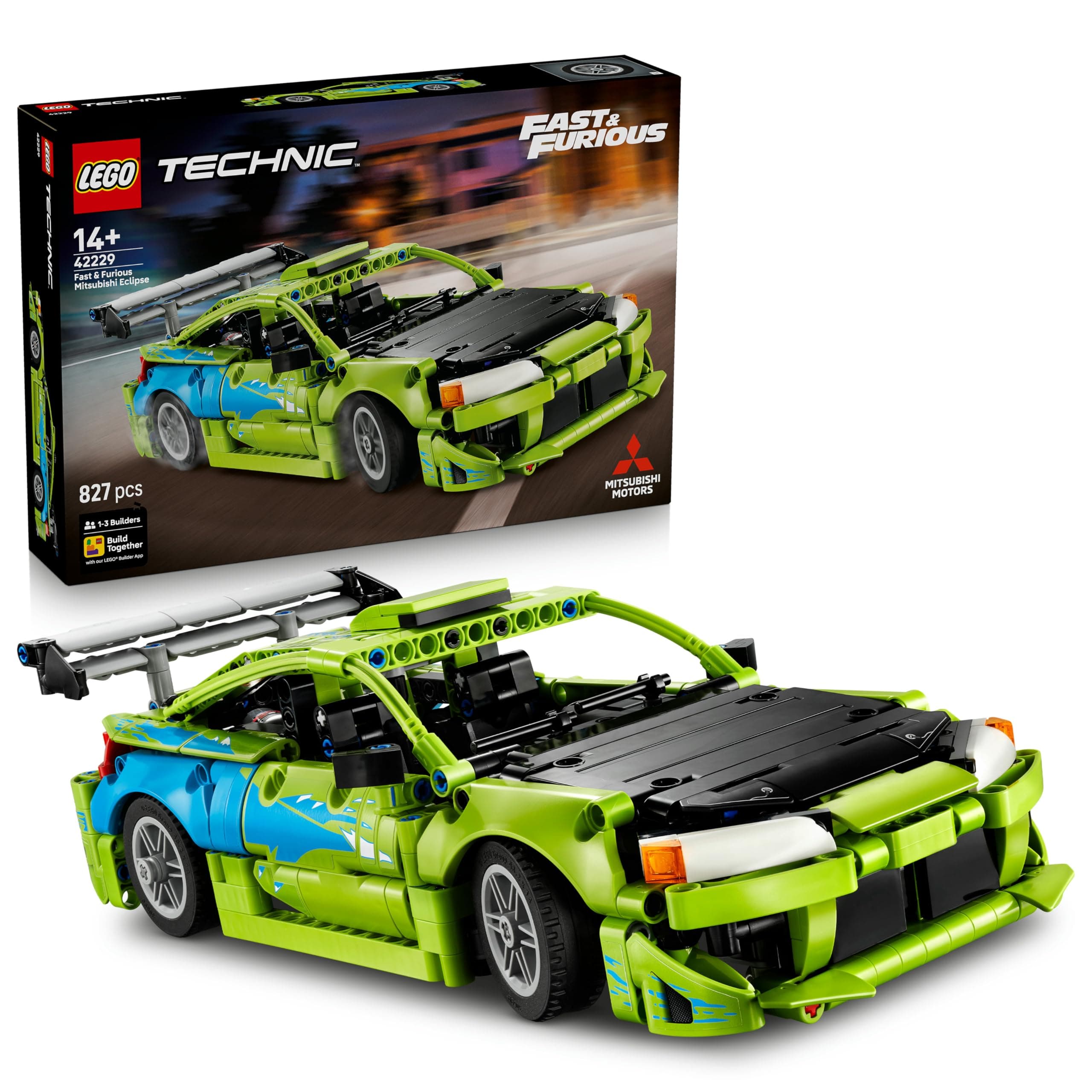 LEGO Technic Fast and Furious Mitsubishi Eclipse Auto - Modellbau Auto - Sammlerset inkl. Lenkung und 2 NOS-Flaschen - Geschenk für Jungen ab 14 Jahren und Erwachsene Filmfans - 42229 Angebot bei HelloDeals