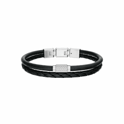 Fossil Machine Herren schwarzes Lederarmband, JF04989040 Angebot bei HelloDeals