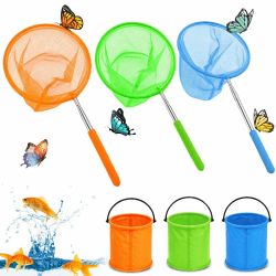 Kescher,Faltbarer Eimer Strand,Fischernetz,Schmetterlingsnetz Kescher,Insektenfänger Netz,Teichkescher Klein,Angelkescher Klein,Für Strand, Pool,Angeln, Teich 3 Angebot bei HelloDeals