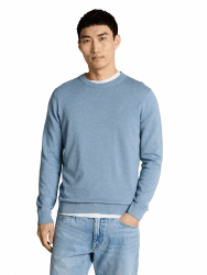 TOM TAILOR Herren Strickpullover mit Crewneck L 39872 - Mountain Spring Blue Melange Angebot bei HelloDeals