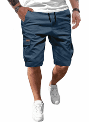 JMIERR Kurze Hosen Herren Baumwolle Cargo Shorts Herren Sommer Freizeithose mit Taschen L F Blau Angebot bei HelloDeals