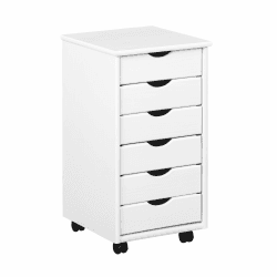 Inter Link – Rollcontainer – Rollcontainer mit 6 Schubladen – Bürocontainer - Rollschrank – Rollwagen – Schubladenkommode - Massiv Kieferholz – Weiß Lackiert - 35 x 40 x 65 cm - Simon Style 1 - Weiß 6 Schubladen Angebot bei HelloDeals