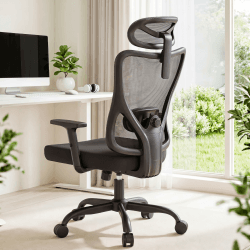 Marsail Bürostuhl Ergonomisch,Schreibtischstuhl Mit Verstellbarer Kopfstütze, Gepolsterter Lendenwirbelstütze Und Armlehnen, 104°–130° Arretierbarer Rückenlehne, 8 cm Sitzkissen, Belastbar Bis 136 kg Schwarz Schwarz 1 Angebot bei HelloDeals