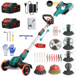 Rasentrimmer mit Akku, 21V Akku Rasentrimmer für Makita Akku, Rasentrimmer mit Unkrautbürste, 2 * 4.0Ah 5 in 1 Rasentrimmer, 900W Bürstenloser Motor Freischneider Akku für Rasen, Garten, Hof(Rot) Angebot bei HelloDeals