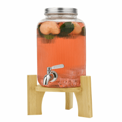 4L Getränkespender aus Glas mit Zapfhahn, Getränkespender für Partys, Getränkespender aus Glas mit Ständer und Edelstahlhahn, für Cocktails, Saft, Wasser, Getränke 4L 1pcs with stand Angebot bei HelloDeals