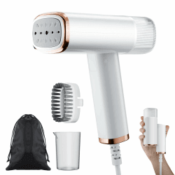 Dampfglätter Steamer Faltbar 1200W & 120ml, Reise Steamer Reisedampfer | Konstante Dampfleistung 24g/min, Bügeleisen Dampfbürste,15s Schnellaufheizung, Aufbewahrungstasche für Zuhause, Büro, Reisen Weiß Angebot bei HelloDeals