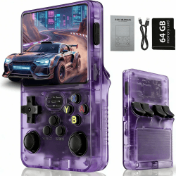 Retro Konsole Handheld Spielkonsole mit 20000+ Spielen, 3,5 Zoll IPS Bildschirm, Tragbare Retro Spielekonsole mit Linux System, R36S Portable Gaming Konsole für Zuhause und Reisen (Rauchlila) Angebot bei HelloDeals