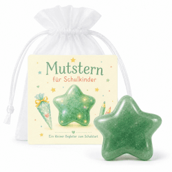 Milaboo Geschenk zur Einschulung – Naturstein mit Karte im Organzasäckchen, kleine Aufmerksamkeit für Schultüte, Schulanfang und 1. Schultag, Glücksstein, Mutstein (Mutstern Aventurin) Angebot bei HelloDeals