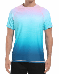 VAYAGER Herren-Badeshirts Rash Guard UPF 50+ Kurzarm, schnell trocknend, lockere Passform, Wassersurf-Shirt XL Blue Gradient Angebot bei HelloDeals