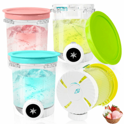 4 Stück Creami Behälter für Ninja Swirl by CREAMi Softeis- & Eismaschine NC701EU NC701, 480ML Creamy Tubs Zubehör für Ninja ice Cream Maker mit farbigen Deckeln- Spülmaschinenfest Nc701 – 4 Pack Grau + Rosa Angebot bei HelloDeals