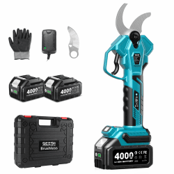 SEESII Akku Astschere 40mm, 2 x 4000mAh Akku, SK5 Klinge, Für Garten | 40mm Schnittkapazität, SK5 Klinge, 4 Schneidmodi, Brushless Motor, LCD Display, Für Obstgarten Und Gartenpflege Blau 40 mm Angebot bei HelloDeals
