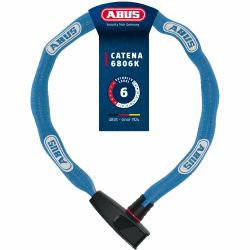 ABUS Kettenschloss Catena 6806K – Leichtes Fahrradschloss aus gehärtetem Stahl mit modischem Textilschlauch – Vierkantkette mit ABUS-Sicherheitslevel 6 Hellblau (Aqua) 85 cm Angebot bei HelloDeals