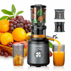 EXREIZST Slow Juicer, 103mm Öffnung, 250W, BPA-frei | Große Öffnung für Obst & Gemüse, Kaltpressung, hohe Saftausbeute, leicht reinigbar, ideal für Familie & Gesundheit. Angebot bei HelloDeals
