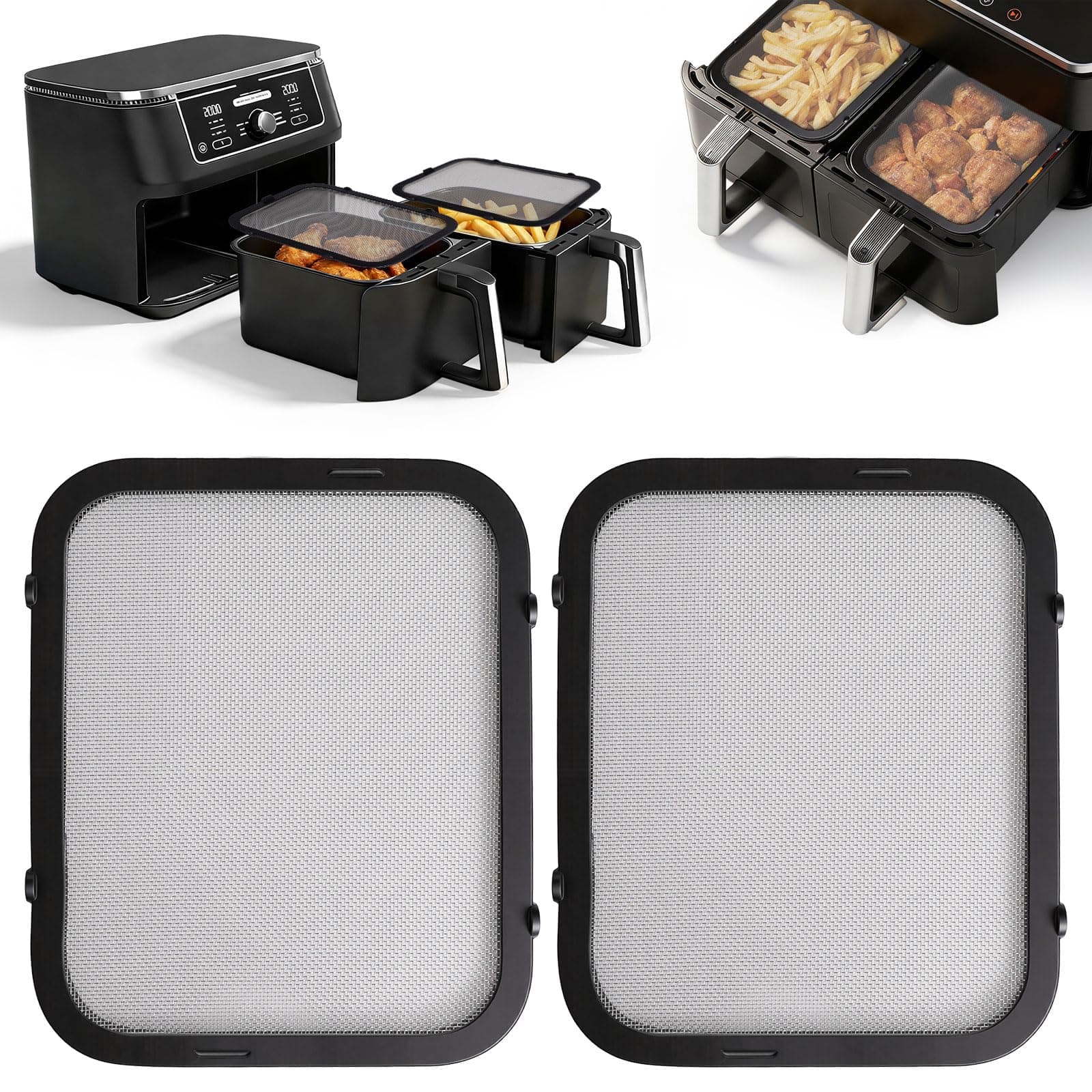 2 Stück Magnetischer Spritzschutz für die Ninja AF400EU/AF451EU, Edelstahl Fettspritzschutz für Ninja Heißluftfritteusen Zubehör, Air Fryer Access für Ninja mit Silikonauflage Angebot bei HelloDeals