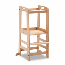 hauck Holz Lernturm Kinder mitwachsend 1-6 Jahre, Learn N Explore Natural | 3-fach höhenverstellbares Stehbrett von 45 bis 33 cm, Montessori Lernturm aus Buche mit Rausfallschutz, bis 40 kg belastbar Angebot bei HelloDeals