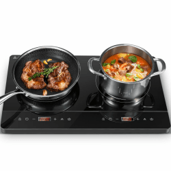 Doppel Induktionskochplatte, Induktionskochfeld 2 Platten, Unabhängiger Steuerung, 10 Temperaturstufen & Leistungsstufen, 3500W, Touch-Steuerung, 180-Min Timer, Induktionskochplatte Camping 56cm Angebot bei HelloDeals