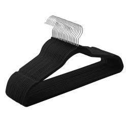 SONGMICS Kleiderbügel Samt, 20er Set, Bügel, Jackenbügel, 41,5 cm breit, Anzugbügel, dünn, gut belastbar, um 360° drehbarer Haken, für Mäntel, Hemden und Anzüge, schwarz CRF026B20 20 Stück Schwarz Angebot bei HelloDeals