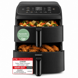 Cosori Airfryer, neue Generation 2026, exklusive TurboBlaze-Tech, 8,6 L | Keramikbeschichtung, NTC-Tech, extragroßer Heizring 8,6L Platzsparend+ DC-Motor-Tech Dunkelschwarz Angebot bei HelloDeals