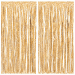 2 Stück Lametta Vorhänge, Metallische Stanniol Bleilametta, Party Vorhang Foto Hintergrund, Leuchtend Bunte Foto Booth Accessoires, Folien Luftschlangen Deko für Feierliche Anlässe, Party, Champagner Angebot bei HelloDeals