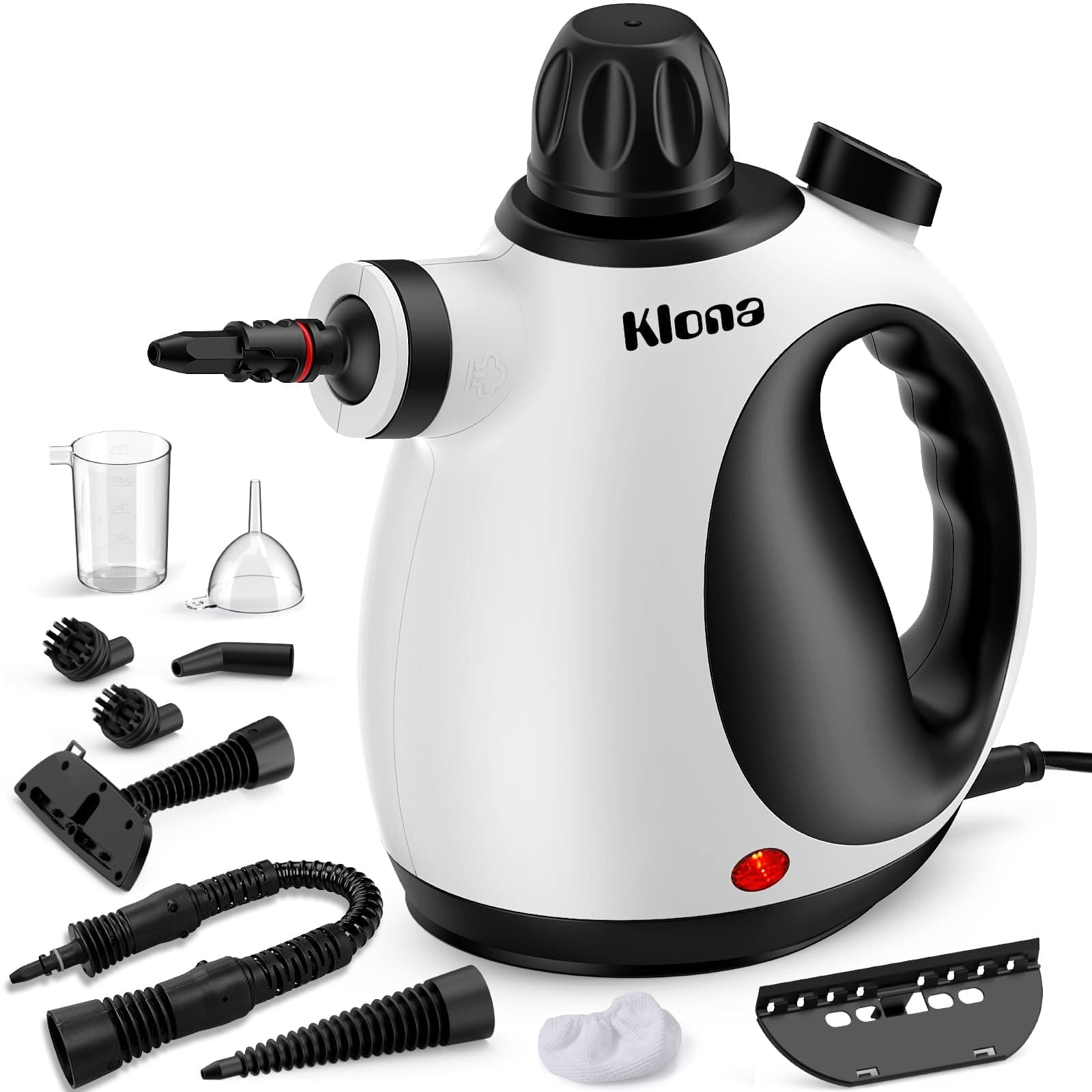 KLONA Dampfreiniger Handgerät, Steam Cleaner mit 10 Zubehör | für Teppiche, Fliesen, Sofas, Bad, Küche | Schmutz Bakterien Fett | 3 Min Schnellheizung | Dampfdruck: 3.2 bar | chemiefrei Weiß Angebot bei HelloDeals