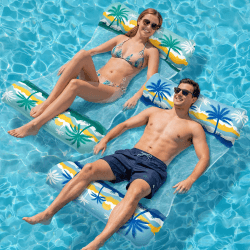 Elidepe Luftmatratze Pool, XL Pool Spielzeug Luftmatratze Wasser, 2 Stück PoolZubehör Spaß Erwachsene, 4 in 1 Wasserspielzeug Wasserhängematte Kokospalme Angebot bei HelloDeals