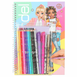 Depesche TOPModel - Malbuch Set mit 76 Seiten zum Gestalten von Model-Motiven, inkl. Malvorlage, Stickerbogen, Stifte UVM. Angebot bei HelloDeals