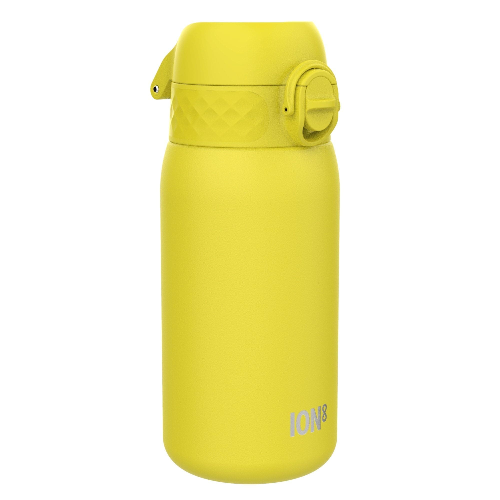 ion8 Kinder Trinkflasche, Edelstahl Leicht 400ml, Nicht Isoliert, Auslaufsicher, Einhandöffnung, Sichere Verriegelung, Spülmaschinenfest, Klappdeckel, Tragegriff, Leicht zu Reinigen Stahl Gelb Angebot bei HelloDeals