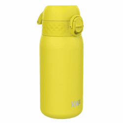 ion8 Kinder Trinkflasche, Edelstahl Leicht 400ml, Nicht Isoliert, Auslaufsicher, Einhandöffnung, Sichere Verriegelung, Spülmaschinenfest, Klappdeckel, Tragegriff, Leicht zu Reinigen Stahl Gelb Angebot bei HelloDeals