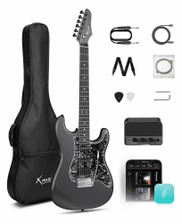 ENYA XMARI Smarte E-Gitarre set mit Verstärker, integrierten Effekten | Kohlefaser-Korpus, USB-C-Aufnahme, Kopfhörerausgang, 39-Zoll-Komplettset mit Gigbag, App-Steuerung – ideal für leises Üben. XMARI-BK-AMP Angebot bei HelloDeals