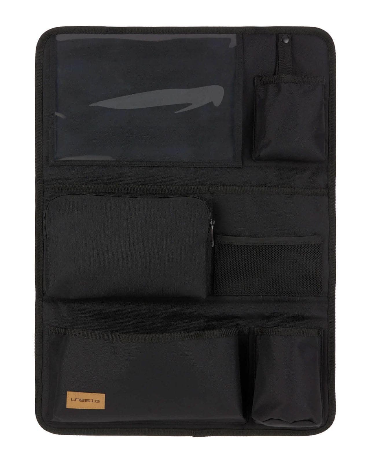 LÄSSIG Autoorganizer Autorücksitzorganizer Rücksitztasche für Auto zum Hängen zusammenklappbar 55 cm/Car Wrap-to-Go Black Edition Schwarz Angebot bei HelloDeals