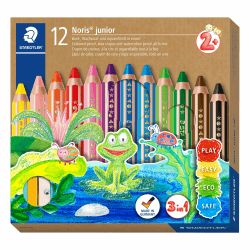 STAEDTLER Noris junior 140 Buntstifte 3 in 1 – 12er Set, ergonomisch 12 Farben + Spitzer-Standard 12 stück (1er Pack) Angebot bei HelloDeals