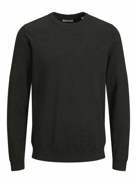 JACK & JONES Male Strickpullover Einfarbig Strickpullover | Knitted Pullover M Forest Night/Detail:twisted With Black Angebot bei HelloDeals
