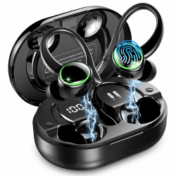 Bluetooth Kopfhörer, Kopfhörer Kabellos Bluetooth 5.4 Sport tiefer Bass | 56 std Spielzeit In Ear Kopfhörer mit 4 ENC Noise Cancelling Mic, IP7 Wasserdicht Ohrhörer LED-Anzeige für Studium/Arbeit Nachthimmel schwarz Angebot bei HelloDeals