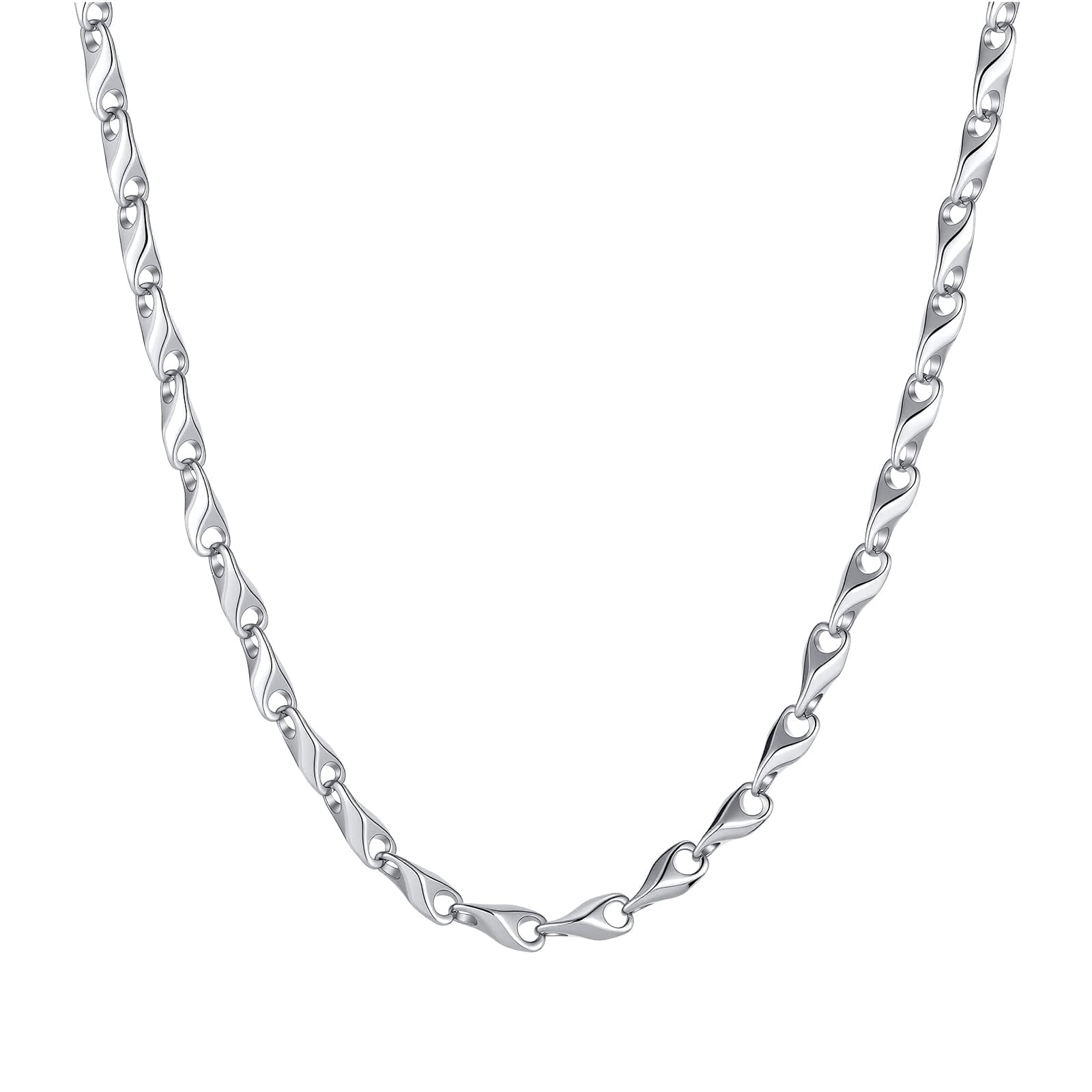 Halskette Herren Edelstahl Weizen Kette Männer Kubanische Gliederkette Hip-Hop Jungs Men's Necklace Schmuck Geschenk Herren Damen 4MM 60cm Lang Stahlgrau Geschenke für Söhne Männer Ehemänner Freunde 4mm-Stahlgrau 50CM Angebot bei HelloDeals