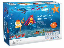 KREUL 42940 - Window Color Set Magic Sea für Kinder, 7 x 29 ml Fenstermalfarben, Komplettset mit brillanten Farben im Pen und Motivvorlagen Angebot bei HelloDeals