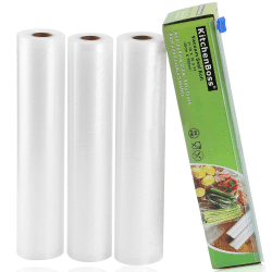 KitchenBoss Vakuumierbeutel Lebensmittel mit Cutter-Box: 3 Rolle 28x500cm Vakuumrollen BPA-Frei Vakuumierfolie fuer Folienschweißgerät Sous Vide Beutel 3 Rollen 28x500cm /mit Cutter-Box Transparent Angebot bei HelloDeals