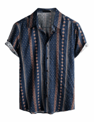 VATPAVE Herren Hawaii Hemd Männer Kurzarm Sommer Strand Blumen Hawaiihemd | Freizeithemd, Casual, Strand, Tropisch, Urlaub, Festival, Rave, Resort, Vintage, Boho, Hippie, Leichtgewichtig XL Marine Blau Angebot bei HelloDeals