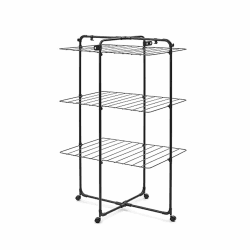 Brabantia HangOn Tower Drying Rack, 23 m (Mattschwarz), Turmwäscheständer klappbar, platzsparender Standtrockner mit Rollen und Aufhängehaken 23 metres Mattschwarz Angebot bei HelloDeals