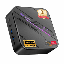 Blackview Mini PC MP100 Pro, 2026 AMD Ryzen 5 7430U, Win 11 Pro Kompakter Desktop-PC, 16GB RAM (rasante 3733 MT/s) 512GB SSD, 4K 144Hz, RGB-Beleuchtung, WiFi 6 für Home Office schwarz Angebot bei HelloDeals