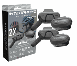INTERPHONE Aerial Dual-Fahrrad-Gegensprechanlage für die Kommunikation zwischen 2 Fahrern bis zu 300 m, Gegensprechanlage für Fahrradhelm mit Bluetooth für GPS, Musik und Anrufe, wasserdicht und mit Double Angebot bei HelloDeals