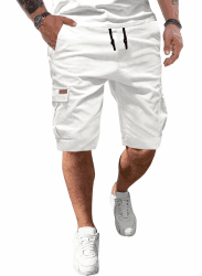 JMIERR Kurze Hosen Herren Baumwolle Cargo Shorts Herren Sommer Freizeithose mit Taschen M Weiß Angebot bei HelloDeals