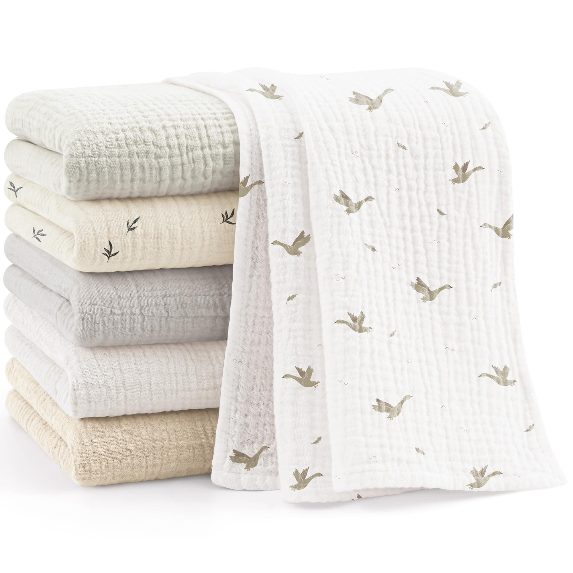 Bearmoss Moltontücher Baby 100% Baumwolle Weiche Spucktücher Baby,Atmungsaktiv und Extrem Saugfähig Musselin Tuch für Saugstark Mulltücher 6er 60x60 cm (Weiße Aprikose) Angebot bei HelloDeals