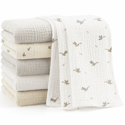 Bearmoss Moltontücher Baby 100% Baumwolle Weiche Spucktücher Baby,Atmungsaktiv und Extrem Saugfähig Musselin Tuch für Saugstark Mulltücher 6er 60x60 cm (Weiße Aprikose) Angebot bei HelloDeals
