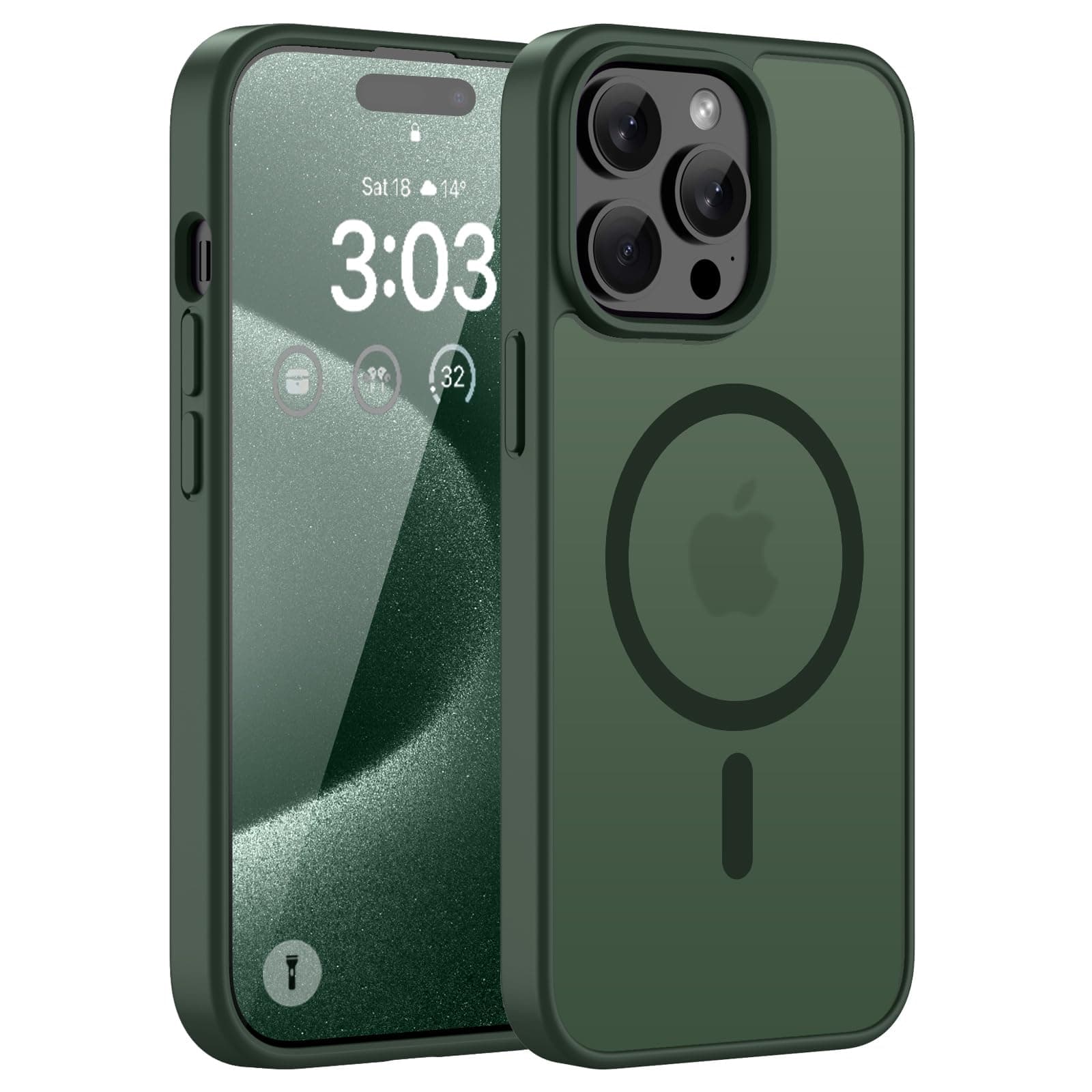 ORDA für iPhone 15 Pro Max Hülle 6,7 Zoll Kompatibel mit MagSafe,Magnetisch für iPhone 15 Pro Max Case Durchscheinende Matt Handyhülle Rückseite Dünn Stoßfest Schutzhülle Grün iPhone 15 Pro Max Grün Angebot bei HelloDeals