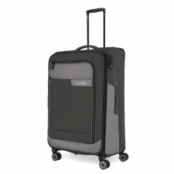 Travelite 4-Rad Koffer Größe L Weichschale aus recyceltem Material, Gepäck Serie VIIA: Trolley mit Dehnfalte + Kantenschutz, 77 cm, 91-103 Liter L Schiefer (Grau) Angebot bei HelloDeals