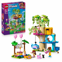 LEGO Friends Katzengeburtstagsparty & Baumhaus - Spielzeug mit 2 Minifiguren & 5 Tierfiguren -drehbarer Tisch, Piñata & lustigem Zubehör – Kreatives Geschenk für Mädchen ab 6 Jahren – 42666 Angebot bei HelloDeals