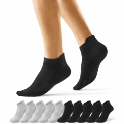 10 Paar Sneaker Socken Herren und Damen Baumwolle Kurze Laufsocken | Atmungsaktive Halbsocken und Low Socks mit Fersenlasche und Fußgewölbestütze; Anti Schweiß Socken für Sport und Alltag 43-46 Grau*5+Schwarz*5 Angebot bei HelloDeals
