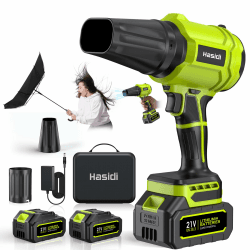 Akku-Laubbläser Kabellos - 900.000 U/min Leistungsstarkes Laubgebläse - Tragbares Luftgebläse mit 2 Akkus & Ladegerät - Leise Handgebläse für Garten, Auto, Terrasse & Outdoor, Grün Angebot bei HelloDeals